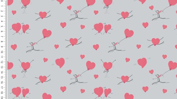 Jersey Druck Hearts auf Grau